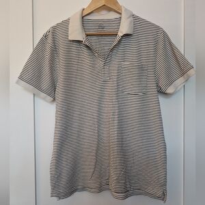 J. crew stretch pique polo, white with navy stripe